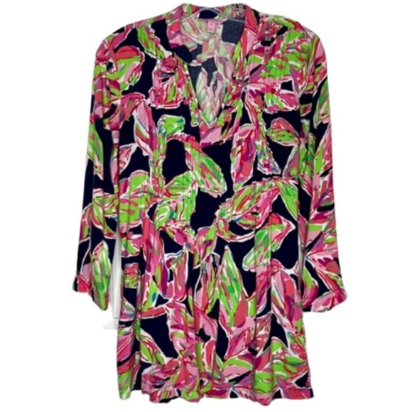 Lilly Pulitzer Sarasota Tunic “In the Vias” Navy/Pink - XS - Picture 2 of 11
